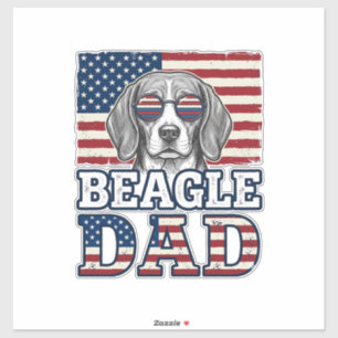 Vintage-Beagle-Vater-patriotisches-Hunde-Shirt-Des Aufkleber