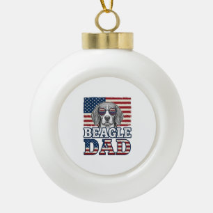 Vintage-Beagle-Vater-patriotisches-Hunde-Shirt-Des Keramik Kugel-Ornament