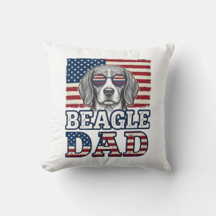 Vintage-Beagle-Vater-patriotisches-Hunde-Shirt-Des Kissen
