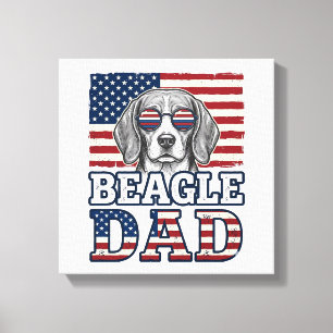Vintage-Beagle-Vater-patriotisches-Hunde-Shirt-Des Leinwanddruck
