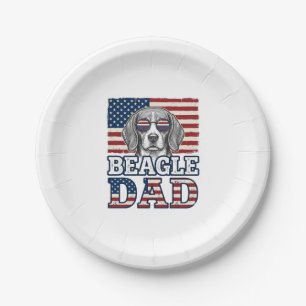 Vintage-Beagle-Vater-patriotisches-Hunde-Shirt-Des Pappteller