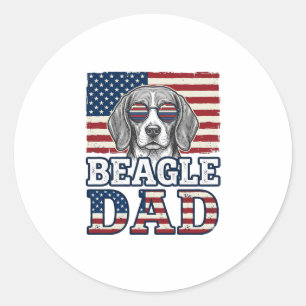 Vintage-Beagle-Vater-patriotisches-Hunde-Shirt-Des Runder Aufkleber