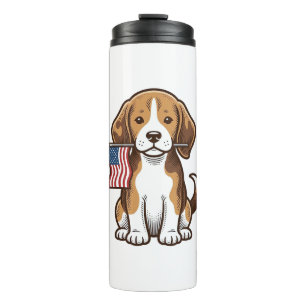 Vintage Beagle Welpen Amerikanische Flagge Shirt D Thermosbecher