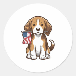 Vintage-Beagle-Welpen-Shirt-Design mit amerikanisc Runder Aufkleber