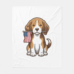 Vintage-Beagle-Welpen-Shirt mit amerikanischer Fla Fleecedecke