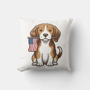 Vintage-Beagle-Welpen-Shirt mit amerikanischer Fla Kissen