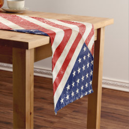 Vintage beängstigende amerikanische Flagge Kurzer Tischläufer