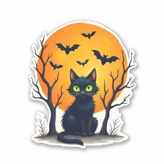 Vintage Beängstigende Weihnachtskatzenkostüm Retro Aufkleber (Vorderseite)