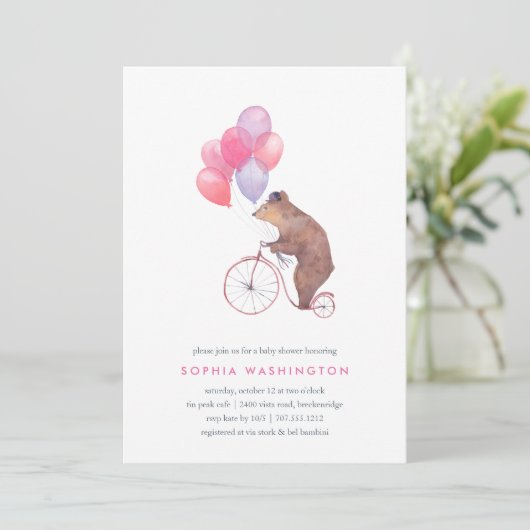 Vintage Bear Baby Dusche Einladung (Stehend Vorderseite)