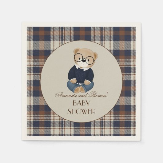 Vintage Bear Baby Shower Serviette (Vorderseite)