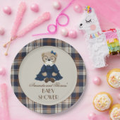 Vintage Bear Girl Baby Shower  Pappteller (Party)