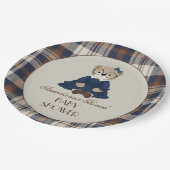 Vintage Bear Girl Baby Shower  Pappteller (Schrägansicht)