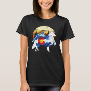 Vintage Bearded Collie Hund Colorado Flagge Sonnen T-Shirt