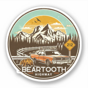 vintage Beartooth Highway US 212 Montana Straße Aufkleber