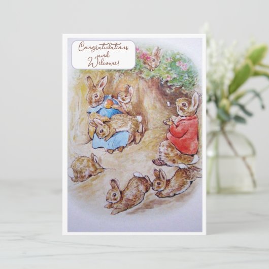 Vintage Beatrix Potter Neue Glückwünsche (Stehend Vorderseite)