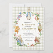 Vintage Beatrix Potter Peter Rabbit Wreath Einladung (Vorderseite)