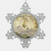 Vintage Beatrix Potter Weihnachtshasen Schneeflocken Zinn-Ornament (Vorderseite)