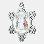 Vintage Beatrix Potter Weihnachtshasen Schneeflocken Zinn-Ornament (Rechts)