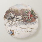 Vintage Beatrix Potter Weihnachtskaninchen und San Rundes Kissen (Rückseite)