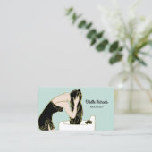 Vintage Beautistin Retro Frau Shampoo Long Hair Visitenkarte (Stehend Vorderseite)