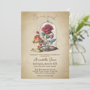 Vintage Beauty-and-the-Beast-Märchen-Magische Rose Einladung