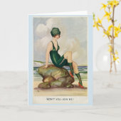 Vintage Beauty im Grünen, Karte (Gelbe Blume)