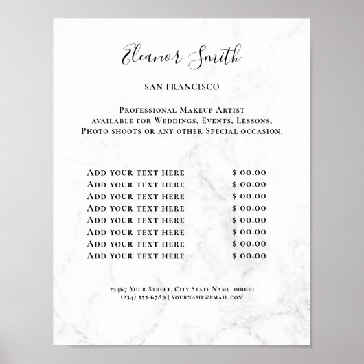 Vintage Beauty Salon Price List Poster (Vorne)