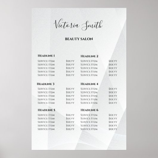 Vintage Beauty Salon Price List Poster (Vorne)