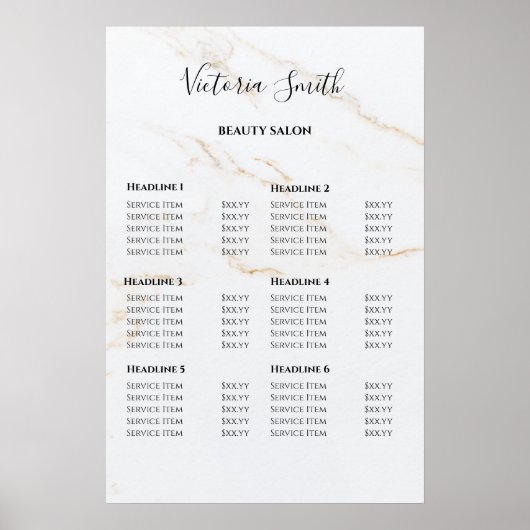 Vintage Beauty Salon Price List Poster (Vorne)