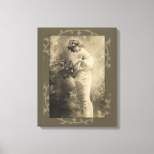 Vintage Beauty with cut flowers Leinwanddruck (Vorderseite)