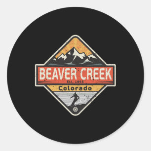 Vintage Beaver Creek Colorado Schneebedeckte Berg Runder Aufkleber