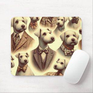 Vintage Bedlington Terrier Illustration Mousepad