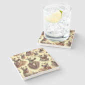 Vintage Bedlington Terrier Illustration Steinuntersetzer (Seitenansicht)