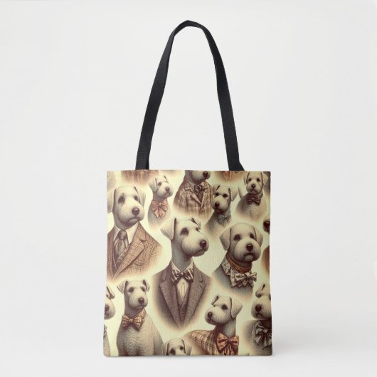 Vintage Bedlington Terrier Illustration Tasche (Vorderseite)