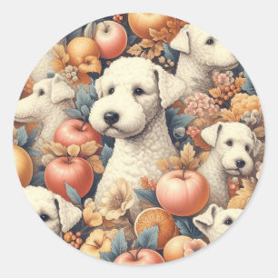 Vintage Bedlington Terrier Nahtlos Runder Aufkleber