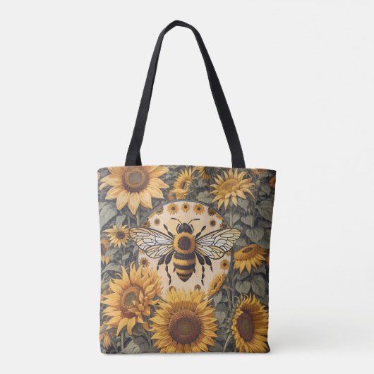 Vintage Bee and Sunflowers Tasche (Rückseite)