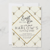 Vintage Bee Baby Bee 1. Geburtstag Einladung (Vorderseite)