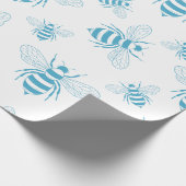 Vintage Bee Botanical Blau (1) Geschenkpapier (Ecke)