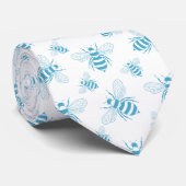 Vintage Bee Botanical Blau (1) Krawatte (Gerollt)