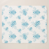 Vintage Bee Botanical Blau (1) Sherpadecke (Vorderseite (Horizontal))