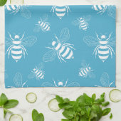 Vintage Bee Botanical Blau (2) Geschirrtuch (Gefaltet)