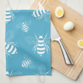 Vintage Bee Botanical Blau (2) Geschirrtuch (Viertel Falte)