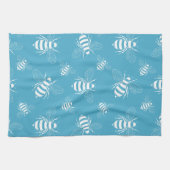Vintage Bee Botanical Blau (2) Geschirrtuch (Horizontal)