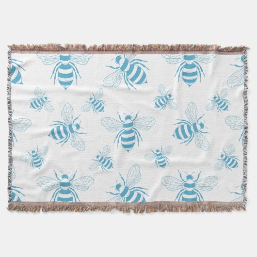 Vintage Bee Botanical Blue (1) Decke (Vorderseite)