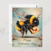 Vintage Bee Love Messenger Postkarte (Vorne/Hinten)