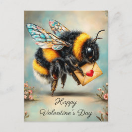Vintage Bee Love Messenger Postkarte