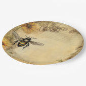 Vintage Bee & Wildflower Ephemera Paper Plate Pappteller (Schrägansicht)