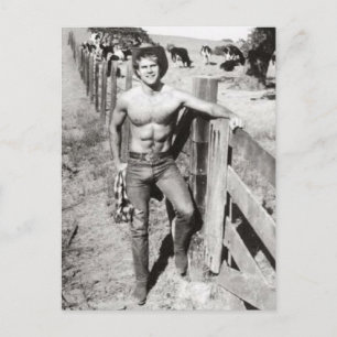 Vintage Beefcake Cowboy Postkarte