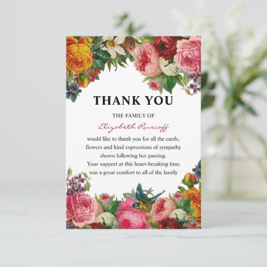 Vintage Beerdigung Dankeskarte (Stehend Vorderseite)