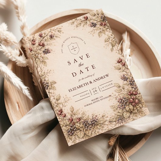 Vintage-Beeren-Botanical-Hochzeit Save The Date
